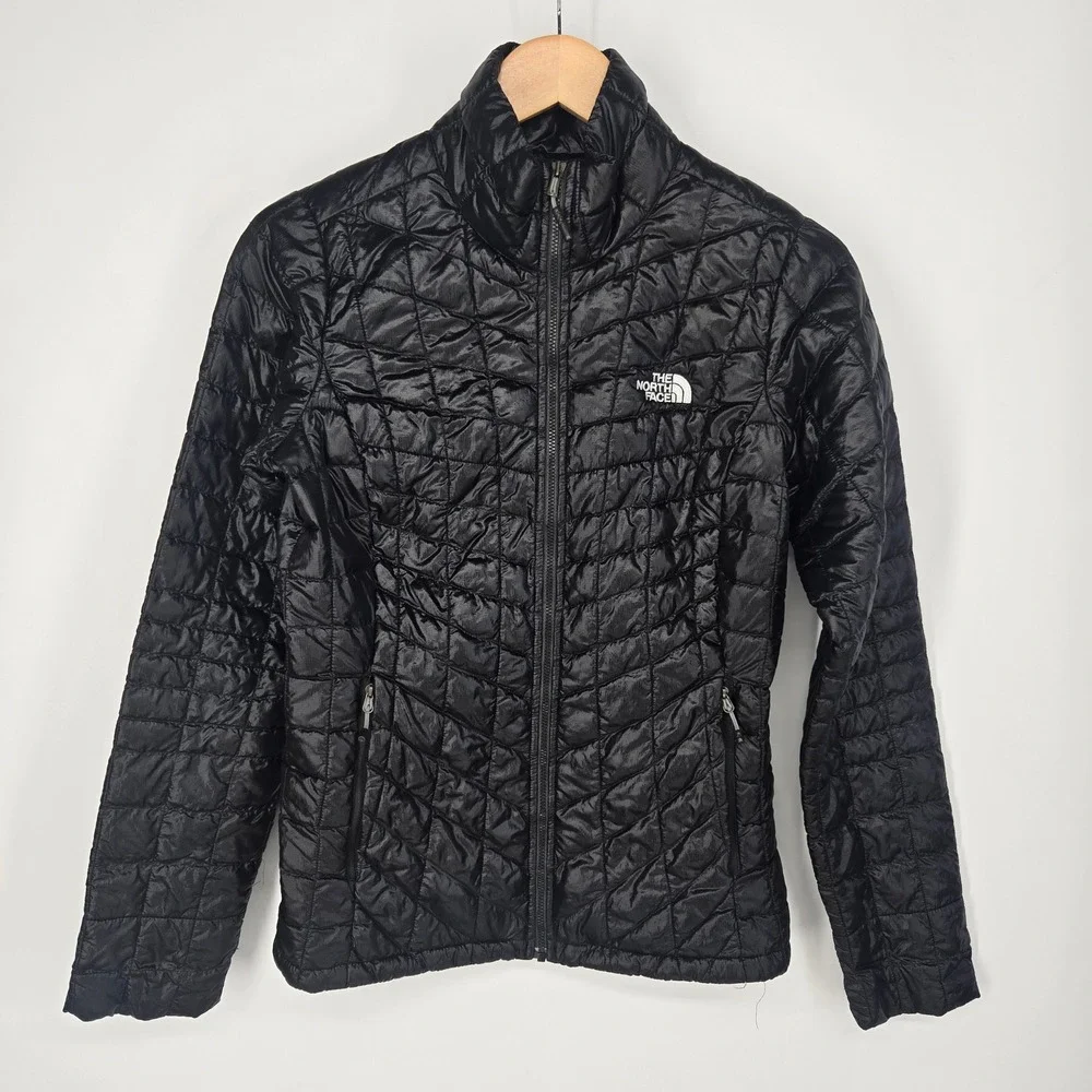 The North Face Thermoball Jacket Womens‎ XS Black Quilted Puffer Full Zip Winter